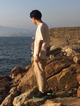 「アイテム（ドレスシューズ、グリーン系）」を使った、J.Cさん（メンズ・170cm）の夏コーディネート