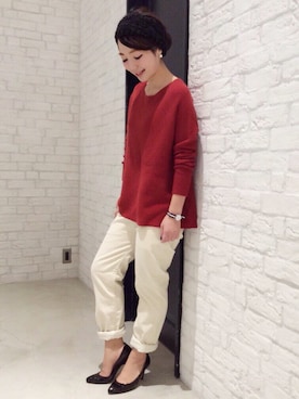 「カシミヤ」｜「アイテム（腕時計）」を使った、fuchikoさん（レディース・153cm）の冬コーディネート