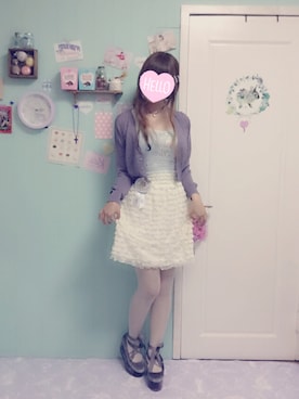 「アイテム（チョーカー、パープル系）」を使った、mitsuさん（レディース・164cm）の冬コーディネート