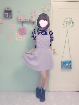 「jouetie（ジュエティ）のアイテム（サロペット/オーバーオール）」を使った、mitsuさん（レディース・165cm）の夏コーディネート