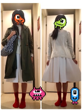 「オールホワイト」｜「アイテム（モッズコート）」を使った、ゆうちょさん（レディース・160cm）の秋コーディネート