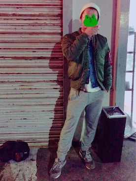 「ALPHA（アルファ）のアイテム（その他アウター）」を使った、ジョニーさん（メンズ・174cm）の秋コーディネート