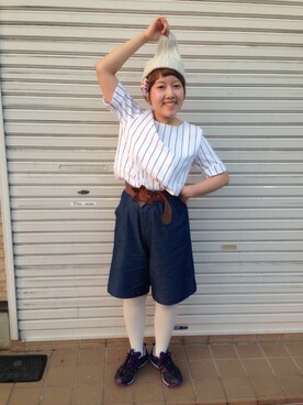 「LILY BROWN（リリーブラウン）のアイテム（ニットキャップ/ビーニー）」を使った、うーーこさん（レディース・155cm）の春コーディネート
