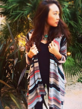 「アイテム（Tシャツ/カットソー、ブラック系）」を使った、Sakiさん（レディース・164cm）の冬コーディネート