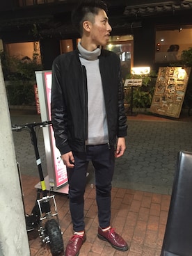 「LOWRYS FARM（ローリーズファーム）のアイテム（ノーカラージャケット）」を使った、yuuushiさん（メンズ・174cm）の秋コーディネート