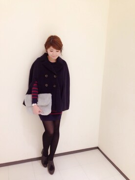 「Supreme.La.La.（シュープリームララ）のアイテム（クラッチバッグ）」を使った、Natsumi Sudoさん（レディース・160cm）の秋コーディネート