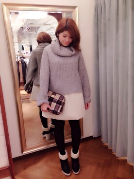 「Supreme.La.La.（シュープリームララ）のアイテム（ブーツ）」を使った、Natsumi Sudoさん（レディース・160cm）の秋コーディネート