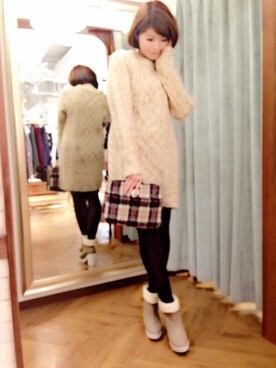 「Supreme.La.La.（シュープリームララ）のアイテム（ブーツ）」を使った、Natsumi Sudoさん（レディース・161cm）の秋コーディネート