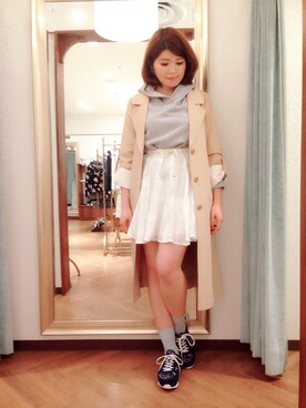 「Supreme.La.La.（シュープリームララ）のアイテム（トレンチコート）」を使った、Natsumi Sudoさん（レディース・160cm）の冬コーディネート