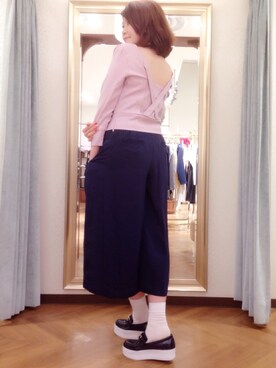 「Supreme.La.La.（シュープリームララ）のアイテム（ローファー）」を使った、Natsumi Sudoさん（レディース・160cm）の冬コーディネート