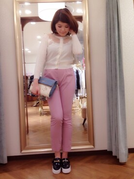 「Supreme.La.La.（シュープリームララ）のアイテム（カーディガン/ボレロ）」を使った、Natsumi Sudoさん（レディース・160cm）の冬コーディネート