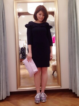 「Supreme.La.La.（シュープリームララ）のアイテム（クラッチバッグ）」を使った、Natsumi Sudoさん（レディース・160cm）の冬コーディネート