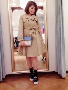「Supreme.La.La.（シュープリームララ）のアイテム（トレンチコート）」を使った、Natsumi Sudoさん（レディース・160cm）の冬コーディネート