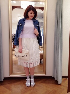 「Supreme.La.La.（シュープリームララ）のアイテム（クラッチバッグ）」を使った、Natsumi Sudoさん（レディース・160cm）の冬コーディネート