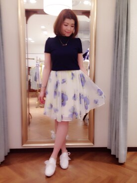 「Supreme.La.La.（シュープリームララ）のアイテム（スニーカー）」を使った、Natsumi Sudoさん（レディース・160cm）の春コーディネート