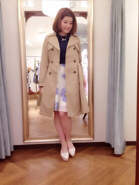 「Supreme.La.La.（シュープリームララ）のアイテム（トレンチコート）」を使った、Natsumi Sudoさん（レディース・160cm）の春コーディネート