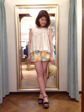 「Supreme.La.La.（シュープリームララ）のアイテム（サンダル）」を使った、Natsumi Sudoさん（レディース・160cm）の春コーディネート