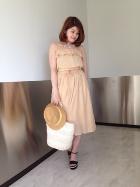 「Supreme.La.La.（シュープリームララ）のアイテム（サンダル）」を使った、Natsumi Sudoさん（レディース・160cm）の春コーディネート