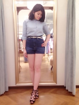 「Supreme.La.La.（シュープリームララ）のアイテム（サンダル）」を使った、Natsumi Sudoさん（レディース・160cm）の春コーディネート