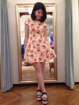 「Supreme.La.La.（シュープリームララ）のアイテム（サンダル）」を使った、Natsumi Sudoさん（レディース・160cm）の夏コーディネート