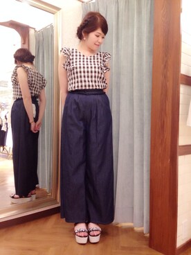 「Supreme.La.La.（シュープリームララ）のアイテム（サンダル）」を使った、Natsumi Sudoさん（レディース・160cm）の夏コーディネート