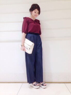 「Supreme.La.La.（シュープリームララ）のアイテム（サンダル）」を使った、Natsumi Sudoさん（レディース・160cm）の夏コーディネート