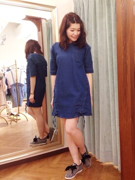 「Supreme.La.La.（シュープリームララ）のアイテム（スニーカー）」を使った、Natsumi Sudoさん（レディース・160cm）の夏コーディネート