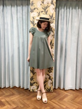 「Supreme.La.La.（シュープリームララ）のアイテム（サンダル）」を使った、Natsumi Sudoさん（レディース・160cm）の春コーディネート