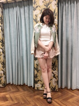 「Supreme.La.La.（シュープリームララ）のアイテム（ブルゾン）」を使った、Natsumi Sudoさん（レディース・160cm）の春コーディネート