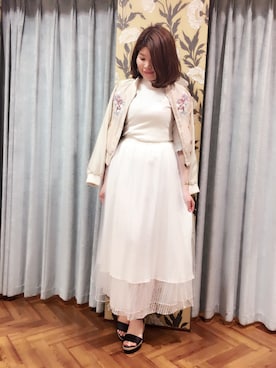 「Supreme.La.La.（シュープリームララ）のアイテム（ブルゾン）」を使った、Natsumi Sudoさん（レディース・160cm）の春コーディネート