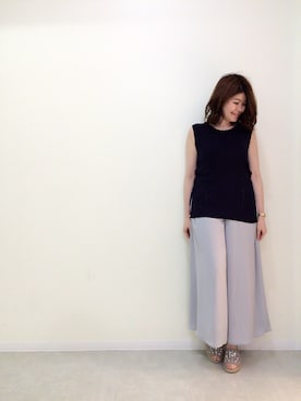 「Supreme.La.La.（シュープリームララ）のアイテム（サンダル）」を使った、Natsumi Sudoさん（レディース・160cm）の春コーディネート