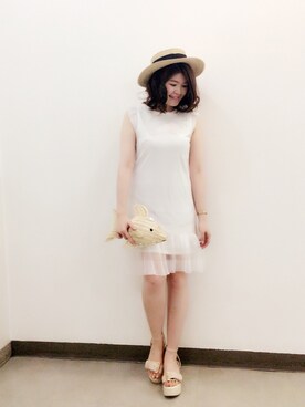 「Supreme.La.La.（シュープリームララ）のアイテム（サンダル）」を使った、Natsumi Sudoさん（レディース・160cm）の春コーディネート