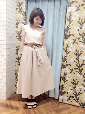 「ウエストゴム」｜「アイテム（ワンピース/ドレス）」を使った、Natsumi Sudoさん（レディース・160cm）の夏コーディネート