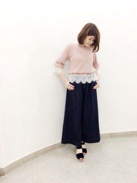 「Supreme.La.La.（シュープリームララ）のアイテム（サンダル）」を使った、Natsumi Sudoさん（レディース・160cm）の秋コーディネート
