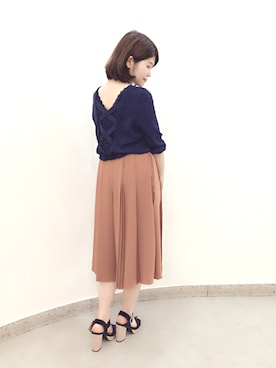 「Supreme.La.La.（シュープリームララ）のアイテム（サンダル）」を使った、Natsumi Sudoさん（レディース・160cm）の秋コーディネート