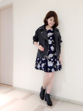 「Supreme.La.La.（シュープリームララ）のアイテム（その他アウター）」を使った、Natsumi Sudoさん（レディース・160cm）の秋コーディネート