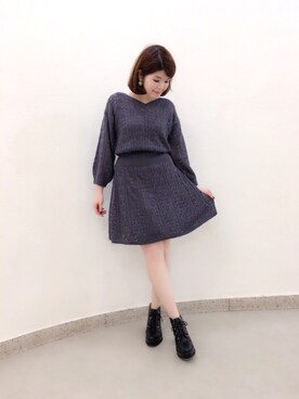 「Supreme.La.La.（シュープリームララ）のアイテム（ブーツ）」を使った、Natsumi Sudoさん（レディース・160cm）の秋コーディネート