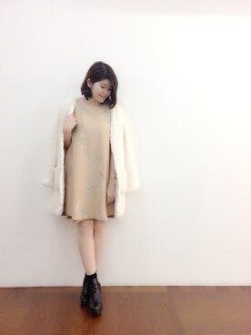 「Supreme.La.La.（シュープリームララ）のアイテム（カーディガン/ボレロ）」を使った、Natsumi Sudoさん（レディース・160cm）の秋コーディネート