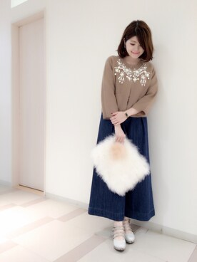 「Supreme.La.La.（シュープリームララ）のアイテム（パンプス）」を使った、Natsumi Sudoさん（レディース・160cm）の秋コーディネート