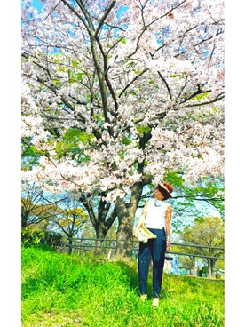 「MOUSSY（マウジー）のアイテム（リング、シルバー系）」を使った、NACHUKOさん（レディース・147cm）の春コーディネート