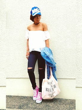 「MOUSSY（マウジー）のアイテム（リング、シルバー系）」を使った、NACHUKOさん（レディース・147cm）の春コーディネート