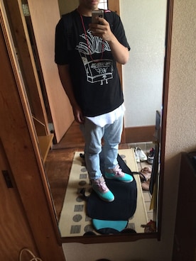 「mercibeaucoup,（メルシーボークー）のアイテム（シューズ）」を使った、ダイダイスノーさん（メンズ・174cm）の夏コーディネート