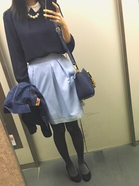 「襟付きトップス」｜「アイテム（デニムジャケット）」を使った、amiさん（レディース・162cm）の春コーディネート