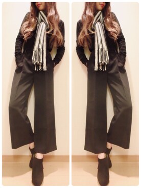 「EMODA」｜「アイテム（ブーティ）」を使った、IKUさん（レディース・163cm）の冬コーディネート