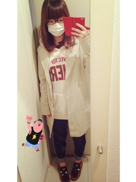 「スウェットパーカー」｜「アイテム（チェスターコート）」を使った、maiko⑅◡̈⑅さん（レディース・153cm）の春コーディネート