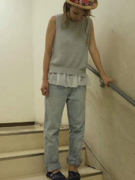 「TOMS（トムス）のアイテム」を使った、あゆみさん（レディース・159cm）の夏コーディネート