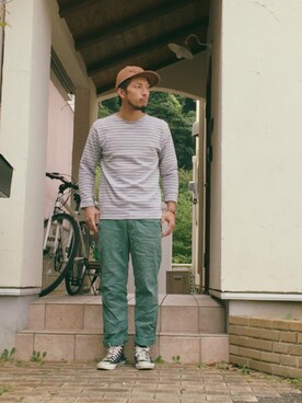 「DHOLIC（ディーホリック）のアイテム（キャップ）」を使った、YO〜HEIさん（メンズ・178cm）の秋コーディネート