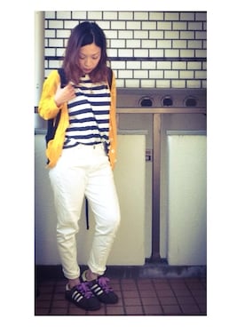 「adidas（アディダス）のアイテム（スニーカー、ブラウン系）」を使った、＊＊kainatsu＊＊さん（レディース・156cm）の春コーディネート