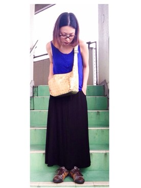 「Onitsuka Tiger（オニツカタイガー）のアイテム（スニーカー、ブラウン系）」を使った、＊＊kainatsu＊＊さん（レディース・156cm）の夏コーディネート