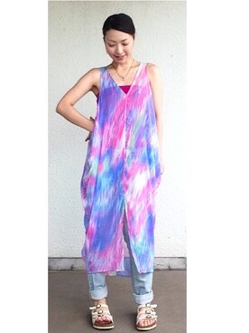 「TOPSHOP（トップショップ）のPETITE MOTO LEIGH JEANS/ペティート MOTO　レイジーンズ（デニムパンツ、ブルー系）」を使った、＊＊kainatsu＊＊さん（レディース・156cm）の夏コーディネート